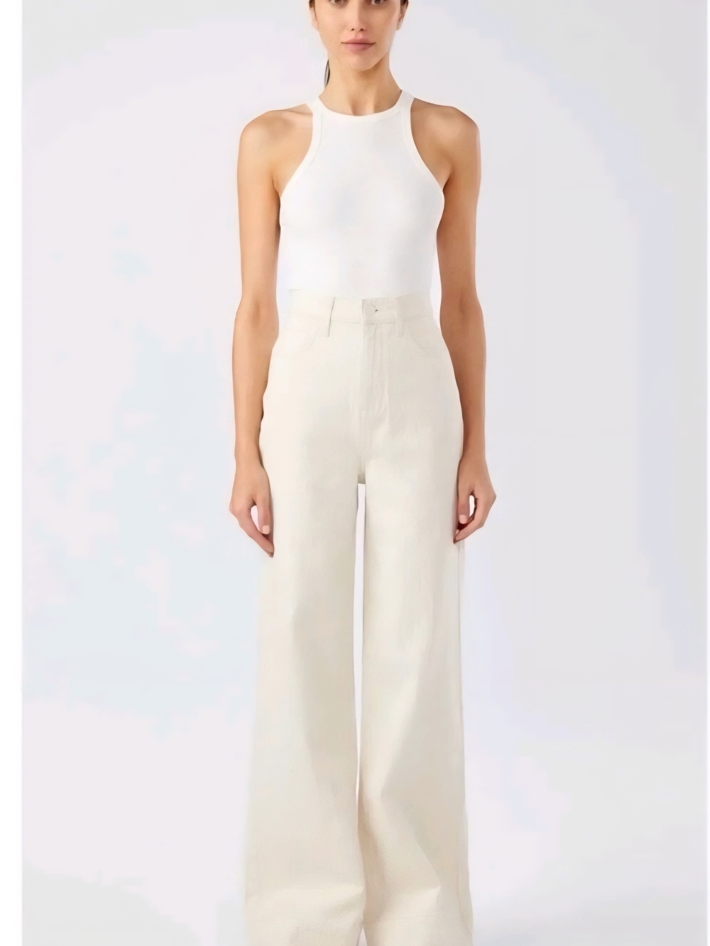 NEW Triarchy Ms. Onassis V-High Rise Wide Leg Jeans. org cotton. floor model 26